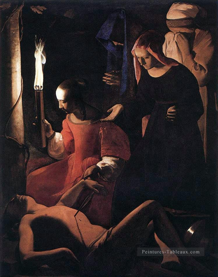 St Sébastien assisté par les lustres de St Irene Georges de La Tour Peintures à l'huile